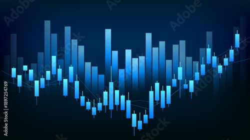 Stock market candlestick chart. Trading chart for financial or business concepts. Vector illustration.