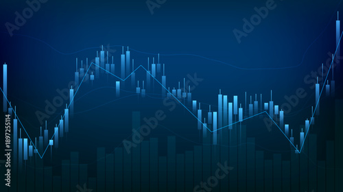 Stock market candlestick chart. Trading chart for financial or business concepts. Vector illustration.