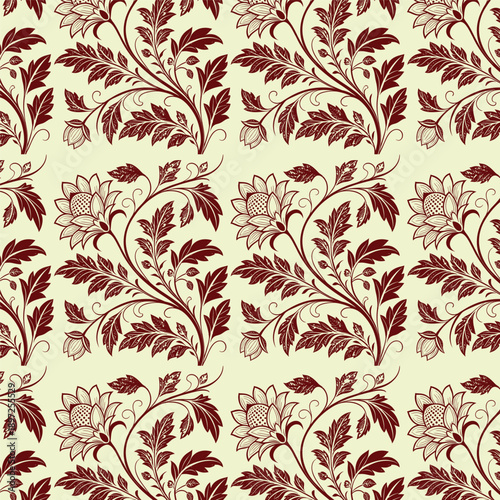 Stylized Leaf Vine Seamless Vector pattern