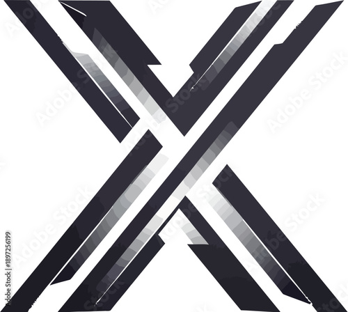 Chunky 3D Letter X Logo with Metallic Effect