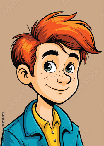065-05-Young happy boy with red hair and freckles expressing joy