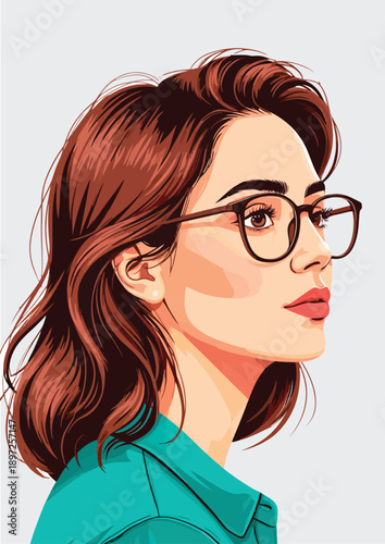 065-07-Stylish woman in glasses looking up and ahead with focused expression