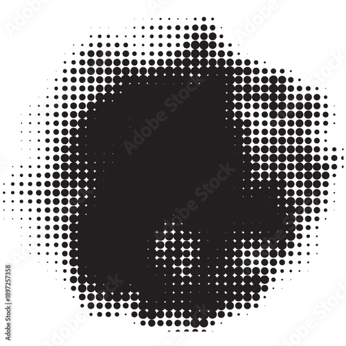 Abstract Halftone Pattern with Dark Central Shape.
