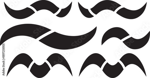 Collection of various black mustache shapes and designs
