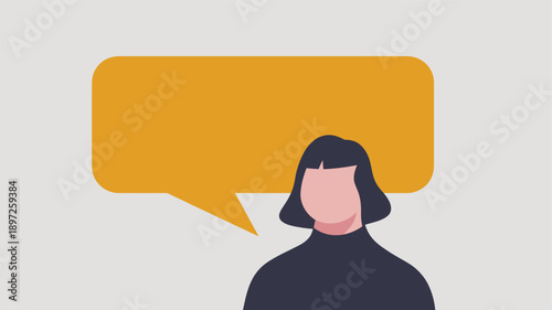 Woman Speaking with Speech Bubble Illustration.
