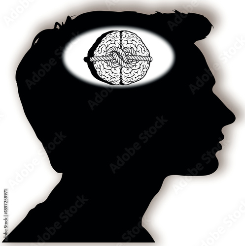 Conceptual illustration of a human mind grappling with intricate challenges, symbolizing deep thought, mental complexity, and the continuous effort to unravel complex internal issues