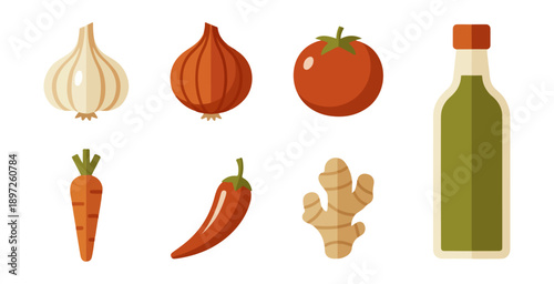 Culinary ingredients vector icons for cooking and food preparation