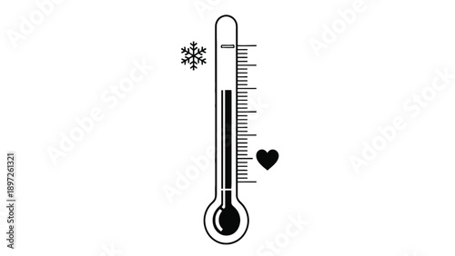 Vertical Thermometer Scale Icon for Temperature Measurement, Health Screening and Clinical Risk Communication Vector Illustration