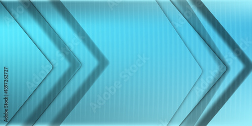 Futuristic abstract blue arrow background with glowing gradient lines. Modern geometric digital fractal glass design.