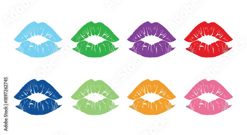 Vibrant Collection of Colorful Lip Prints and Kisses.