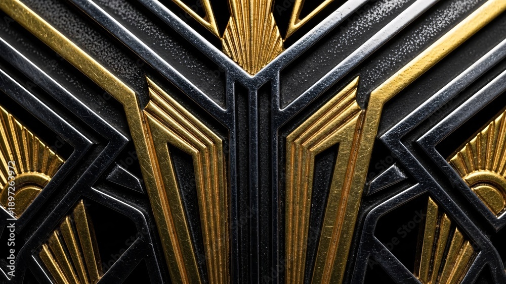 Obraz premium Geometric art deco design with gold and black colors abstract background