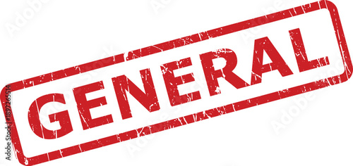 Red rectangular GENERAL rubber stamp with grunge texture isolated on a clean white background