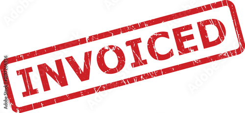 Red rectangular rubber stamp showing the word INVOICED indicating a completed billing action
