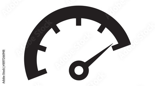 Performance measurement icon with a gauge and needle showing high speed or achievement level Vector