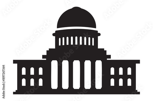 Iconic silhouette of a capitol building representing government, law, and power Vector