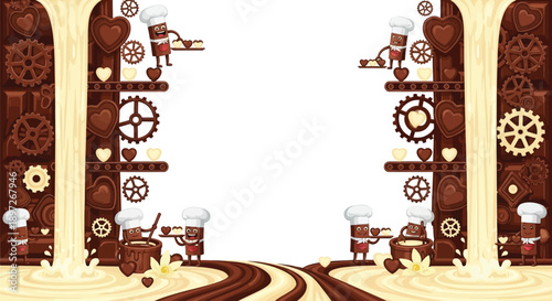 Chocolate Factory Workers Making Treats Frame