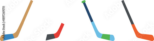 Photography Colorful Ice Hockey Stick Vector Illustration Set Isolated on White Background f
