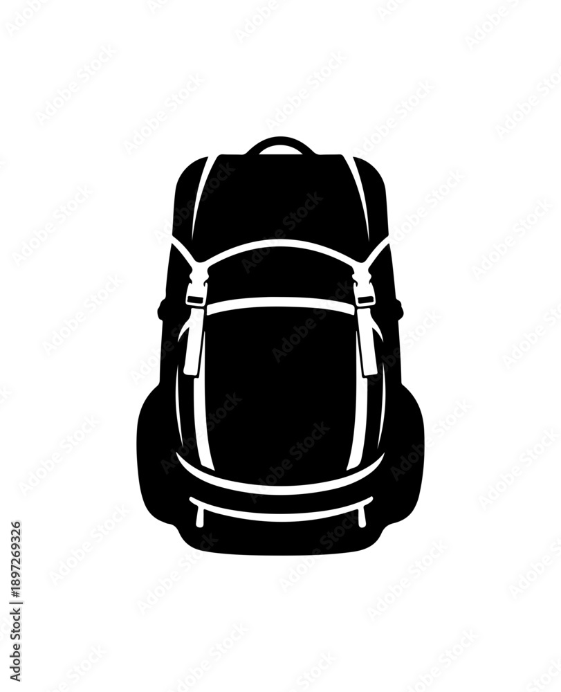 Fototapeta premium Minimalist Black Backpack Silhouette Vector Design