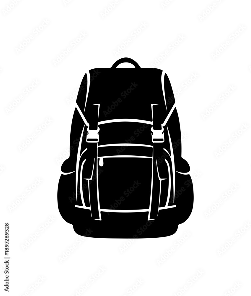 Fototapeta premium Minimalist Black Backpack Silhouette Vector Design