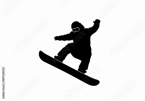 Black Silhouette of Snowboarder Performing High Jump