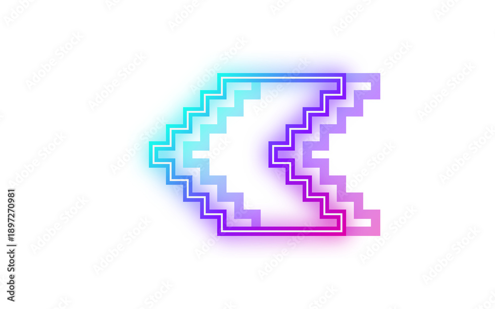 Fototapeta premium neon pixel arrow
