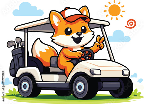 Cartoon lawnmower with green grass and blue sky, a delightful vector illustration on transparent background silhouette