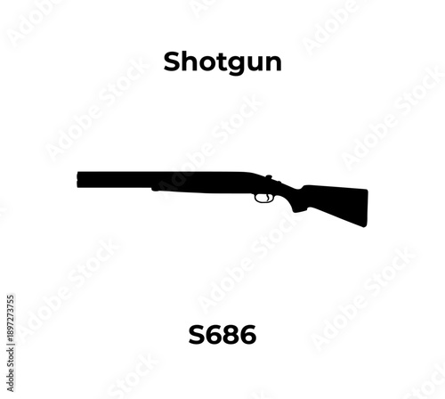 A minimalist black silhouette vector icon of an S686 double-barrel shotgun on a white background.
