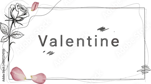 Valentine's Day elegant rose border with copy space