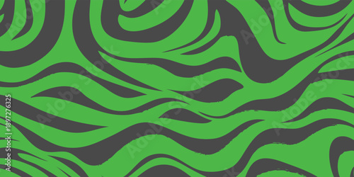 Vibrant Green and Gray Abstract Wavy Pattern.