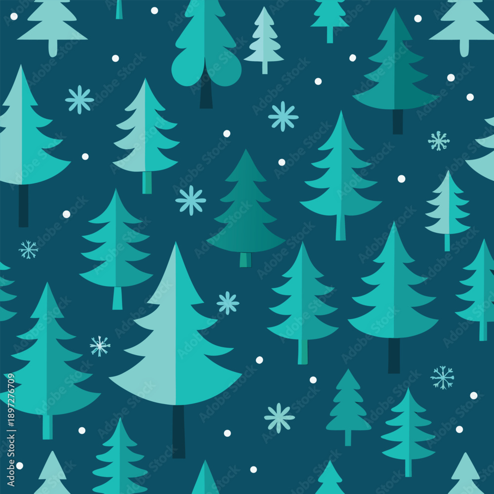 Obraz premium Midnight Pine Snowfall