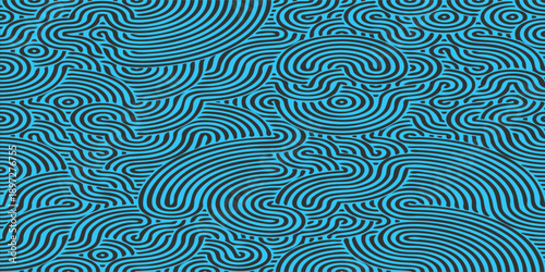 Abstract Blue Swirling Circular Pattern Background.
