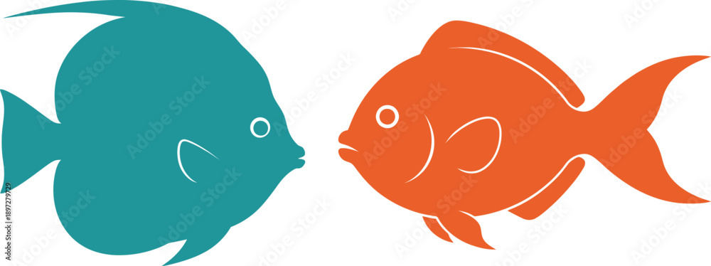 Fototapeta premium Cute cartoon fish vector illustration with heart and fun sea character design