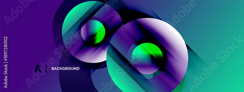 Abstract fluid shapes, vibrant purple, turquoise gradients. Modern design, dynamic composition, digital illustration. Background element for projects.