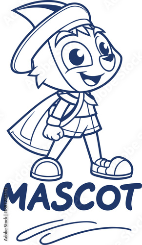 cartoon illustration of a pirate shark and a man in a cap