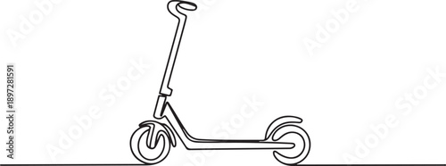 One single line drawing of kick scooter logo. Modern urban vehicle concept. one line Icon drawing