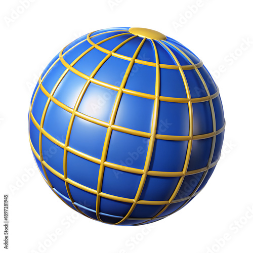 Globe illustration featuring grid lines and blue sphere from a centered viewpoint