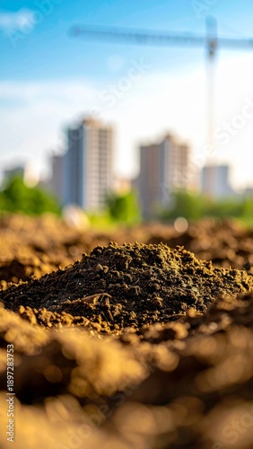 real estate concept with a vacant land for building construction, urban destinations and condominium residential building