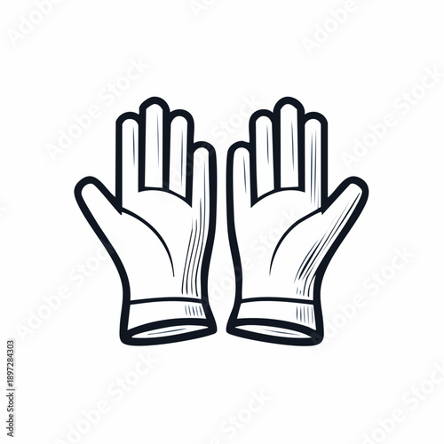 作業用手袋の安全対策ラインベクターアイコン 保護具イメージ