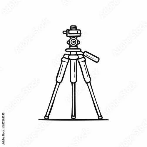 測量三脚スタンドの機材設置ラインベクターアイコン