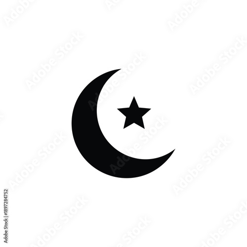 Celestial crescent moon and star symbol representing the night sky, a common icon for Islam and astronomical observation