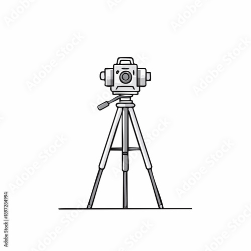 三脚カメラの撮影記録と現場点検ベクターアイコン