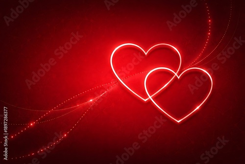 Two Glowing Hearts on a Red Textured Background