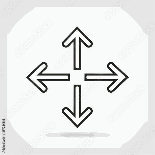 四方向に広がる矢印の展開・移動コンセプトベクターアイコン