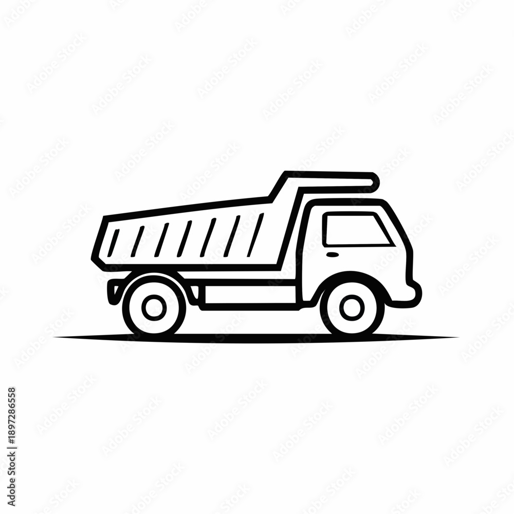 Naklejka premium ダンプトラック運搬車両の土木工事ベクターアイコン