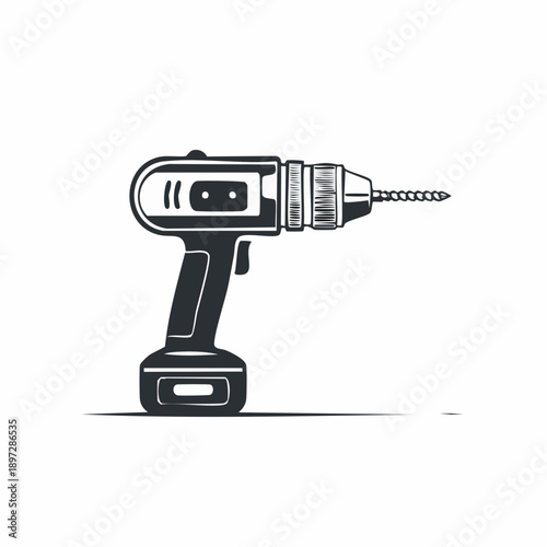 電動ドリルと電動工具のシンプルベクターアイコン