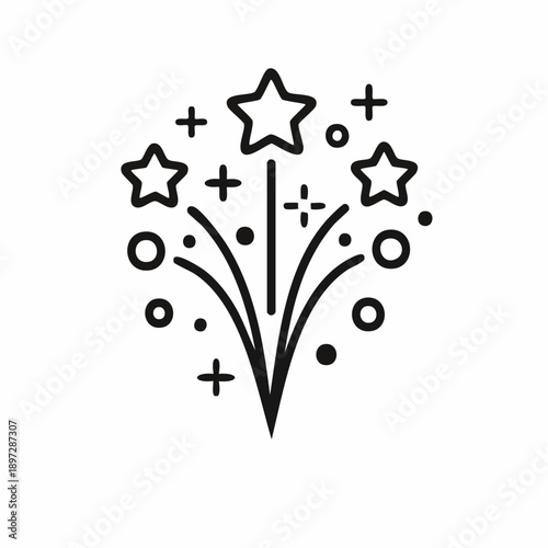 花火と星の祝福エフェクト成功イメージベクターアイコン