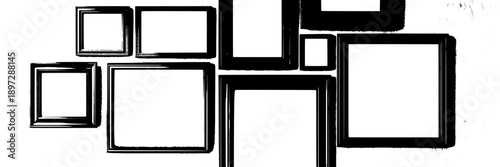 Squares geometric set with hand-drawn sketchy outline and varied sizes arranged in an abstract pattern for modern design, artistic illustrations, minimalism, graphic art, creative projects