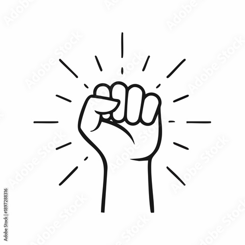 ガッツポーズの成功と達成感を表すラインベクターアイコン