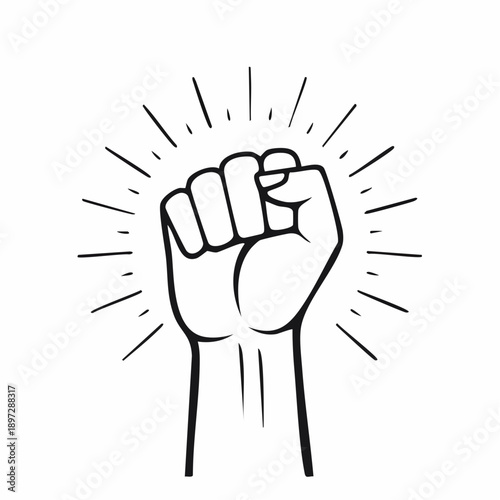 ガッツポーズの成功と達成感を表すラインベクターアイコン