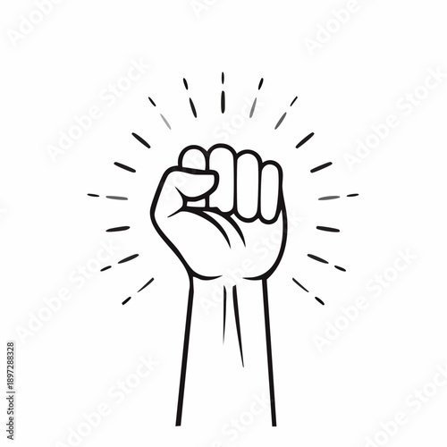 ガッツポーズの成功と達成感を表すラインベクターアイコン